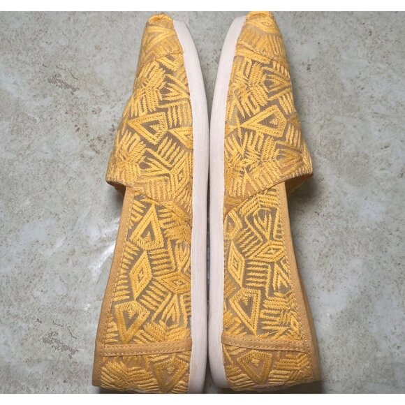 Toms Womens Yellow Embroidered Semi-sheer Slip-On Shoes Casual Boho Cottagecore - Picture 9 of 10